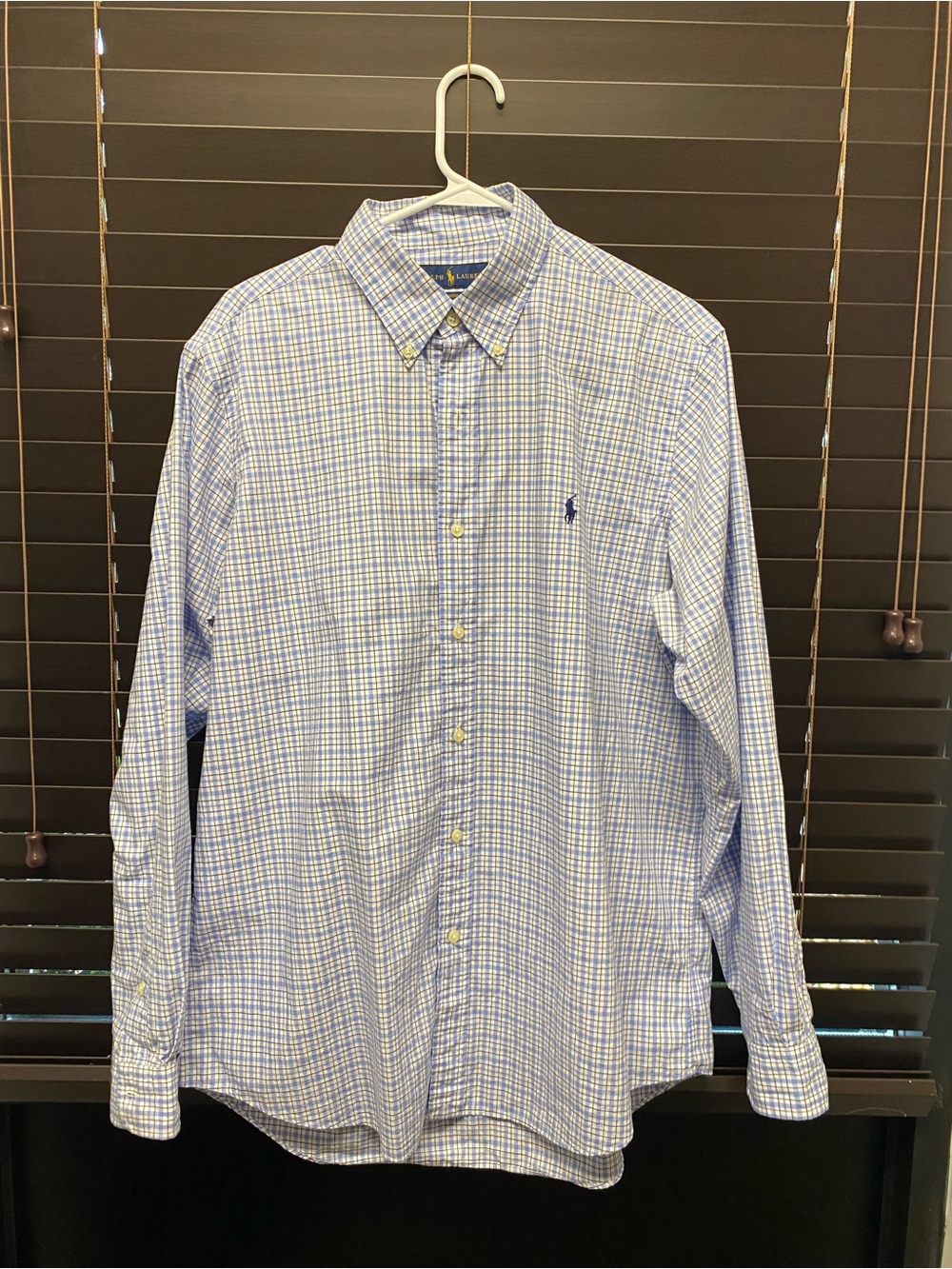 Ralph Lauren Light Blue and White Checked Button-Down Shirt